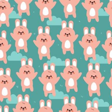 seamless pattern cute cartoon bunny. cute animal drawing for wallpaper, pattern, background clipart