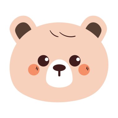 Sevimli el çizimi ayı kafası. Hayvan çıkartması için şirin ayı çizimi, simge