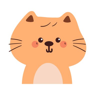 Gülümseyen sevimli kedi. Yapıştırma için hayvan çizimi, karalama