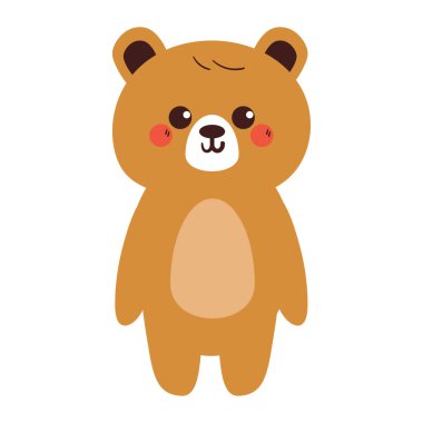 Şirin el çizimi çizgi film karakteri kahverengi ayı. Hayvan çıkartması için şirin ayı çizimi, simge