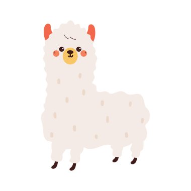 Güzel çizim çizimi, lama. Sevimli hayvan çizimi, karalama, çıkartma
