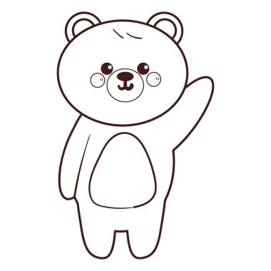 Sevimli el çizimi ayı boyama sayfası. Hayvan çocuklar için sevimli ayı resimleri boyama kitabı.