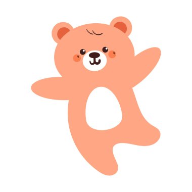 Sevimli el çizimi mutlu ayı. Hayvan çıkartması için sevimli gülümseme ayı çizimi, simge