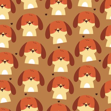 Kusursuz desenli şirin çizgi film köpeği. Duvar kağıdı, arkaplan ve hediye paketi kağıdı için hayvan deseni