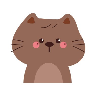 Şirin çizim, kahverengi kedi. Çıkartma ve simge için şirin hayvan karalaması