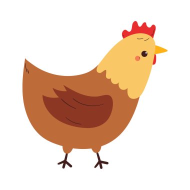 Çizgi filmdeki güzel tavuk. Tatlı horoz çizimi, karalama, çıkartma