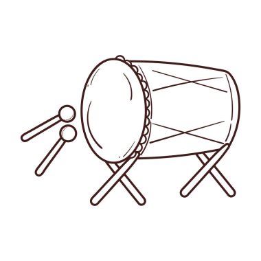 Bayram kutlaması için kazılmış Müslüman davulunun boyama sayfası. şirin çizim vektörü