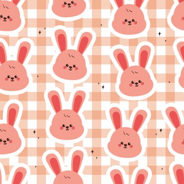 Kusursuz desenli pembe karikatürlü sevimli tavşan. hediye paketi kağıdı için sevimli hayvan deseni