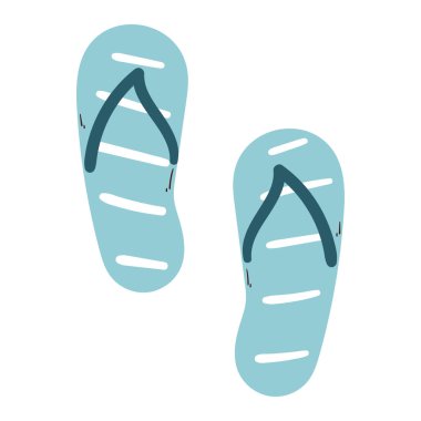 Sevimli el çizimi mavi sandaletler. Yaz çıkartması için şirin ayakkabılar, simge