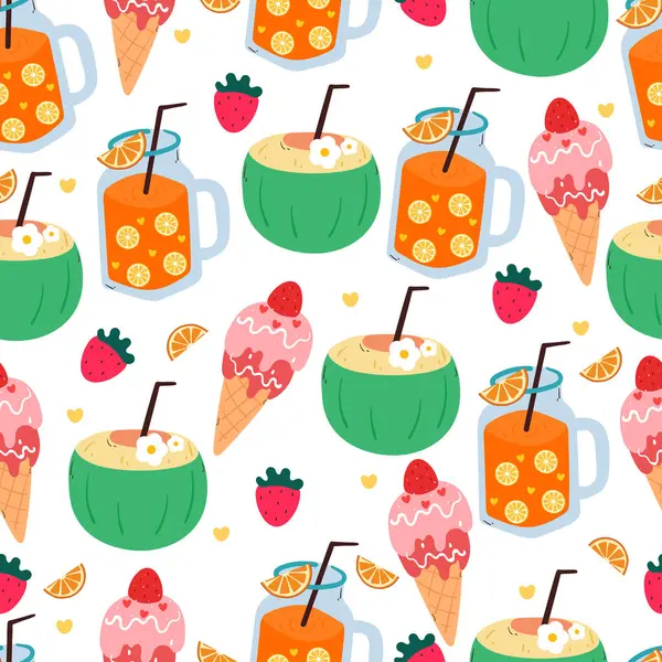 Tatlı çizgi film içeceği ve yaz ayları için dondurma. Hediye paketi kağıdı için şirin bir duvar kağıdı.