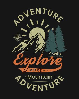 Açık havada yürüyüş tişört tasarımı, yürüyüş tişörtü sanatı.