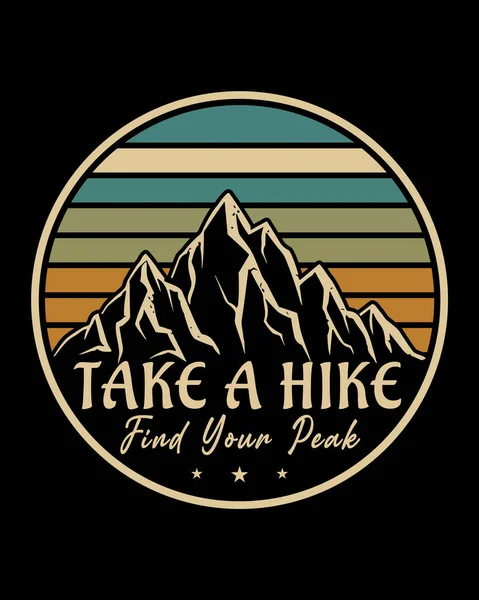 stock vector Adventure Awaits Mountain peaks, pine trees, and hiking vibes, Hiking T-Shirt Design, Hiking tee