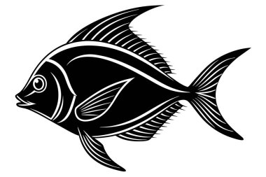 Beyaz arkaplanda izole edilmiş balık vektörü silueti