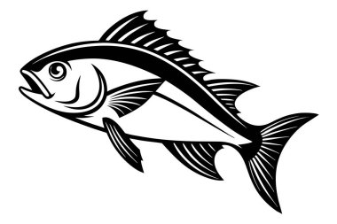 Beyaz arkaplanda izole edilmiş balık vektörü silueti