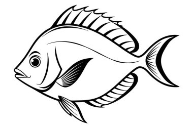 Beyaz arkaplanda izole edilmiş balık vektörü silueti