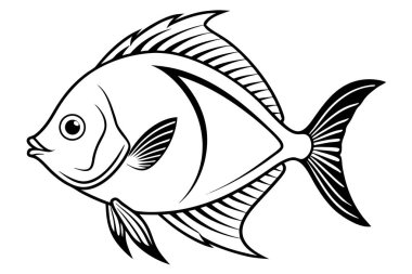 Beyaz arkaplanda izole edilmiş balık vektörü silueti