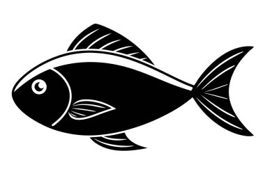Beyaz arkaplanda balık vektörü silueti