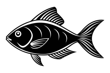 Beyaz arkaplanda balık vektörü silueti