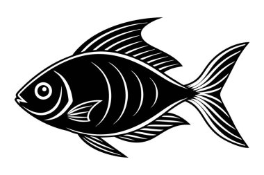 Beyaz arkaplanda balık vektörü silueti