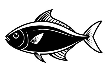Beyaz arkaplanda balık vektörü silueti
