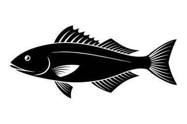 Beyaz arkaplanda balık vektörü silueti