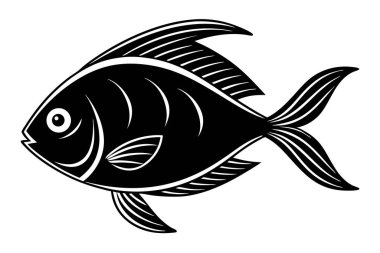 Beyaz arkaplanda balık vektörü silueti