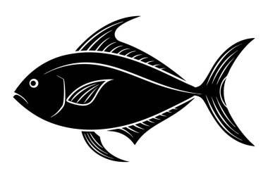 Beyaz arkaplanda balık vektörü silueti