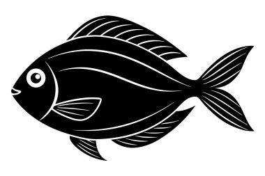 Beyaz arkaplanda balık vektörü silueti