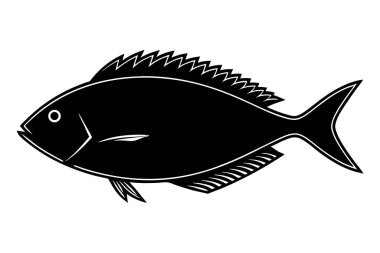 Beyaz arkaplanda balık vektörü silueti