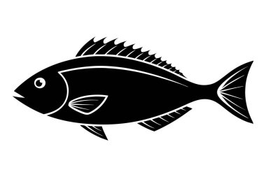 Beyaz arkaplanda balık vektörü silueti