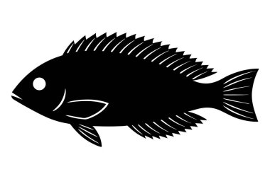 Beyaz arkaplanda balık vektörü silueti