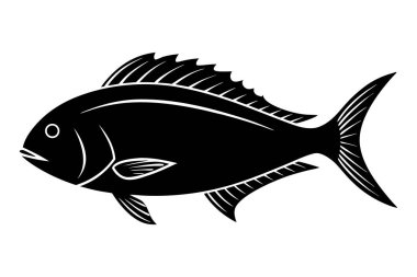 Beyaz arkaplanda balık vektörü silueti