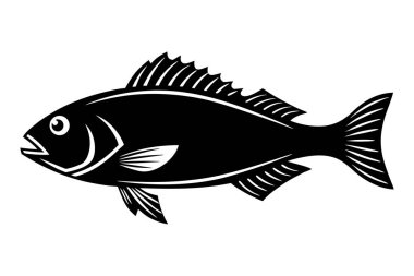 Beyaz arkaplanda balık vektörü silueti