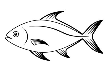 Beyaz arkaplanda balık vektörü silueti