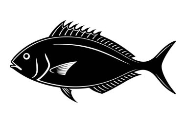 Beyaz arkaplanda balık vektörü silueti