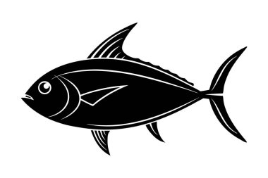 Beyaz arkaplanda balık vektörü silueti