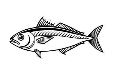 Beyaz arkaplanda balık vektörü silueti