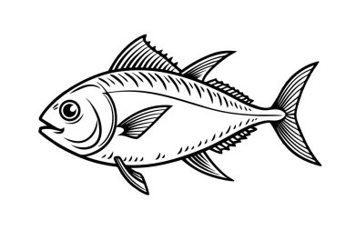 Beyaz arkaplanda balık vektörü silueti
