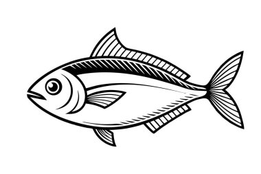 Beyaz arkaplanda balık vektörü silueti