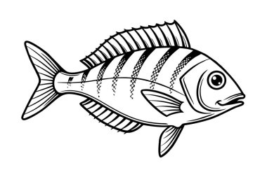 Beyaz arkaplanda balık vektörü silueti