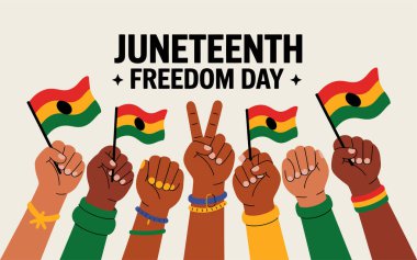 Haziran 'ın sancak vektörü, Haziran' ın Özgürlük Günü, Haziran 'ın arka planı, Özgürlük Günü, 19 Haziran. Vektör