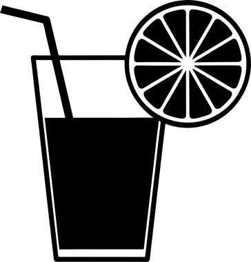 Beyaz arka planda bir bardak limon suyu silueti.