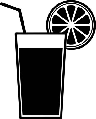 Beyaz arka planda bir bardak limon suyu silueti.