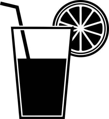 Beyaz arka planda bir bardak limon suyu silueti.