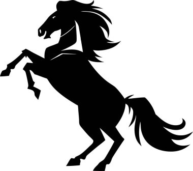 Beyaz arka planda siyah bir atın silüeti.