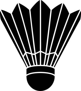 Beyaz bir arka planda izole edilmiş, basit bir badminton mekiği silueti.