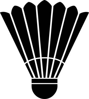 Beyaz bir arka planda izole edilmiş, basit bir badminton mekiği silueti.