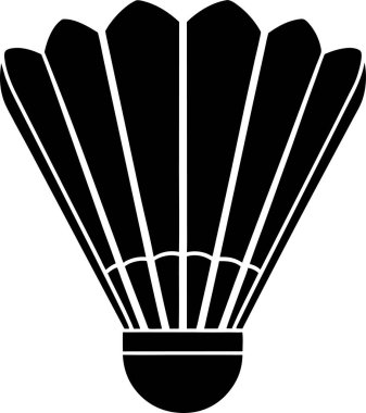 Beyaz bir arka planda izole edilmiş, basit bir badminton mekiği silueti.