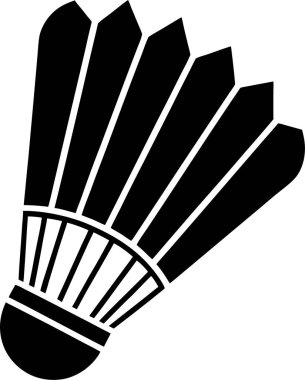 Beyaz bir arka planda izole edilmiş, basit bir badminton mekiği silueti.