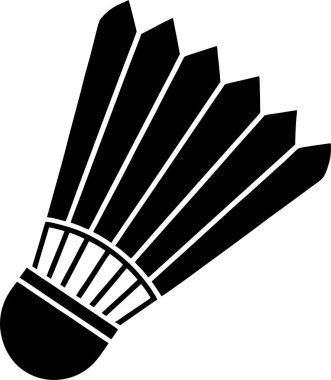 Beyaz bir arka planda izole edilmiş, basit bir badminton mekiği silueti.